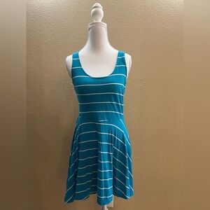 Teal Striped Sleeveless Dress